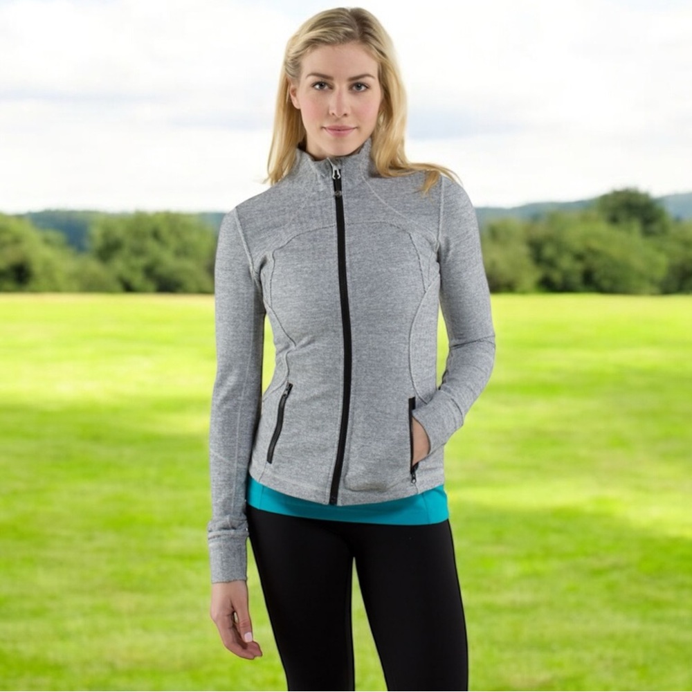 Lululemon Forme Jacket II Textured Heathered Herringbone Heathered Black White 6